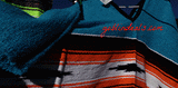 Mexican Diamond Poncho Royal Blue Orange  - Goblin Deals 